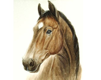Custom Horse Portrait from Photo, Personalized Equestrian Art