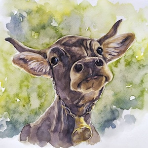 Dipinto di mucca personalizzato da foto Regalo per il proprietario della mucca Arte della mucca ad acquerello Illustrazione di mucca personalizzata Regalo per l'amante delle mucche Ritratto di mucca dipinto a mano