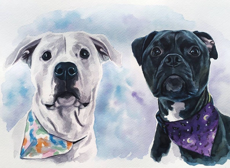 Hand painted dog portrait Personalized dogs portrait from photo Custom painting of two dogs together Dog memorial gift Dog owner gift image 5