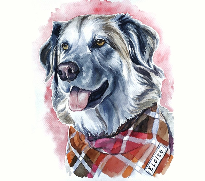 Painted portrait of a dog from photo Dog memorial gift Dog art Dog lover gift Personalized dog illustration Custom dog painting image 1