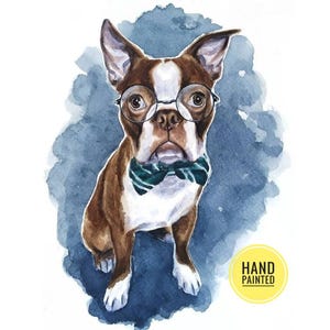 Dipinto personalizzato per cani Ritratto di cane dipinto a mano da foto Regalo personalizzato per amanti dei cani Ritratto di Boston Terrier Regalo commemorativo per cani Proprietario di cane