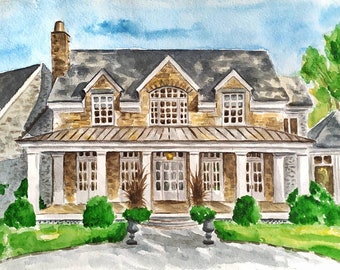 Custom House Portrait from Photo, Personalized Watercolor House Painting, Housewarming Gift, New Home Gift