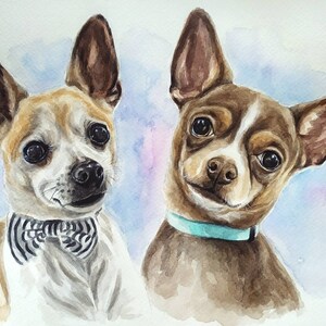 Hand painted dog portrait Personalized dogs portrait from photo Custom painting of two dogs together Dog memorial gift Dog owner gift image 3