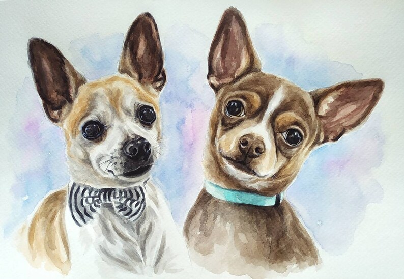 Hand painted dog portrait Personalized dogs portrait from photo Custom painting of two dogs together Dog memorial gift Dog owner gift image 3
