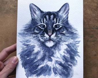 Custom cat painting from photo Cat owner gift Watercolor cat portrait Personalized cat lover gift Cat illustration Unique gift