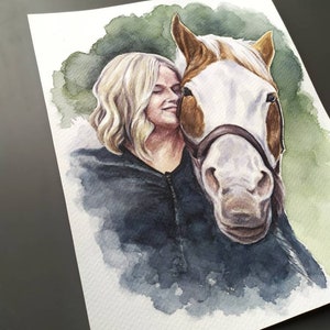 People portrait from photo Horse and woman portrait Pet and people painting Custom portrait of horse and owner Gift for a horse lover image 7