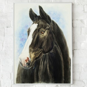 Watercolor original horse painting Custom horse portrait from photo Memorial horse gift Horse drawing Horse trainer gift image 1