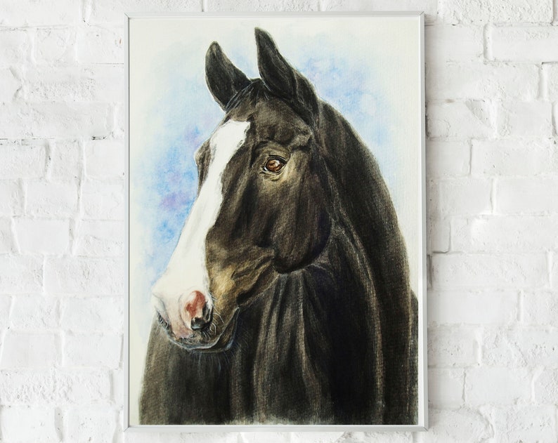 Watercolor original horse painting Custom horse portrait from photo Memorial horse gift Horse drawing Horse trainer gift image 1