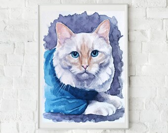 Painted cat portrait from photo Cat mom gift Memorial cat gift Cat owner gift Personalized cat painting Cat lover gift