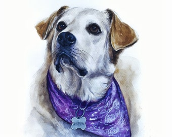 Aangepaste hond schilderij aquarel hond portret van foto Labrador schilderij hond herdenkingsgift gepersonaliseerde hond kunst hondenliefhebber cadeau