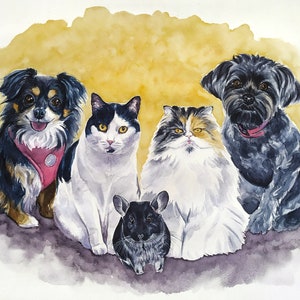 Ritratto personalizzato di quattro cani da foto Regalo per amanti dei cani Ritratto di cane dipinto Regalo per proprietario di cane Illustrazione personalizzata di cane Regalo commemorativo per cane