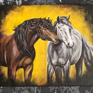 Peinture de portrait de cheval personnalisée Propriétaire de cheval Art équestre de cheval Portrait de cheval personnalisé peint à la main sur toile Peinture de cheval acrylique de Pho