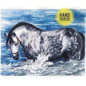 Ritratto di cavallo personalizzato da foto, regalo per addestratore di cavalli, ritratto equino, decorazioni equestri per la casa, opera d'arte commemorativa dipinta a mano con cavallo personalizzato.