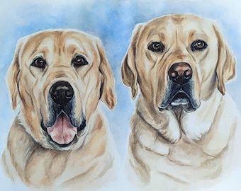 Dog custom portrait Watercolor dogs painting Dog mom gift Personalized dog art Custom dog illustration Dog owner gift