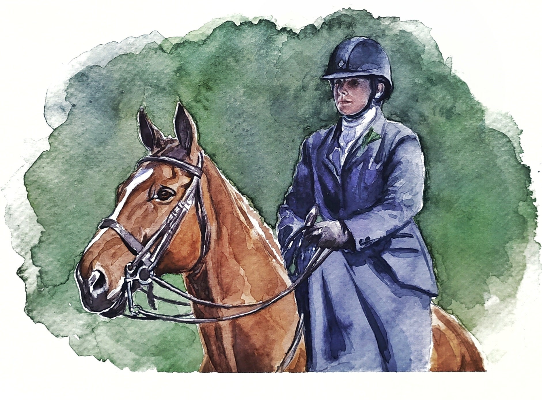 Custom Rider and Horse Portrait From Photo, Personalized Riding ...