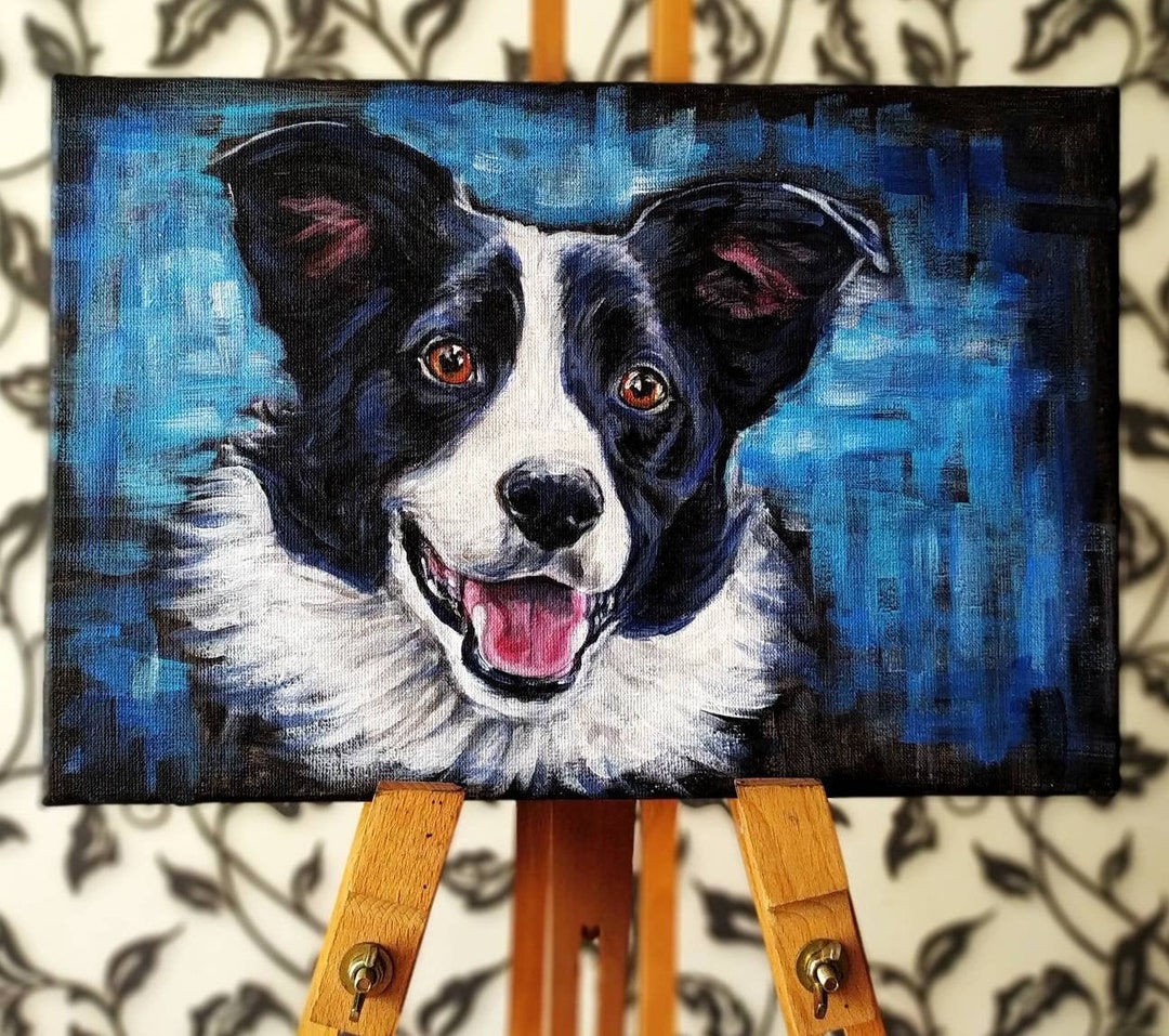 Custom Dog Portrait Painting From Photo, Hand Painted Acrylic Pet ...