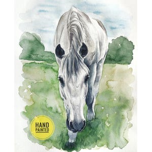 Ritratto di cavallo dipinto su misura da una foto, regalo commemorativo di un cavallo, cavallo ad acquerello, regalo equestre, regalo per addestratore di cavalli, arte equestre personalizzata.