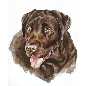 Pittura cane personalizzata Ritratto di cane acquerello da foto Pittura di cane Labrador dipinta a mano Regalo commemorativo del cane Ritratto di cane personalizzato