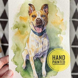 Dipinto di cane personalizzato Disegno Ritratto di cane ad acquerello da foto Dipinto di pitbull Dipinto ad acquerello originale Cane dipinto a mano personalizzato
