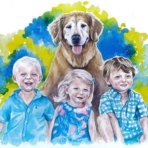 Custom painted people portrait from photo Dog dad gift Dog lovers gift Man and dog portrait Personalized family portrait Dog memorial gift image 7