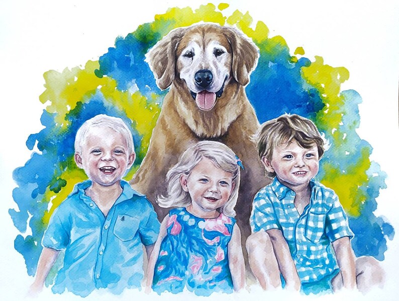 Custom painted people portrait from photo Dog dad gift Dog lovers gift Man and dog portrait Personalized family portrait Dog memorial gift image 7