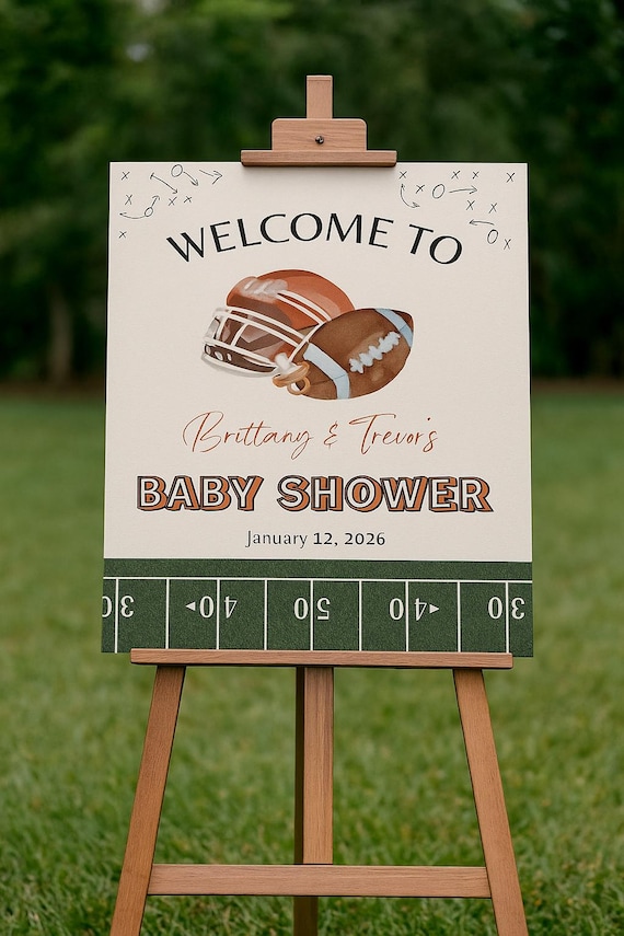 Football Themed Baby Shower Welcome Sign