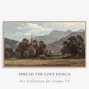 Samsung Frame TV Art Vintage Spring Landscape Painting Screensaver Country Muted Scenery Watercolour Screensaver tv decor digital download