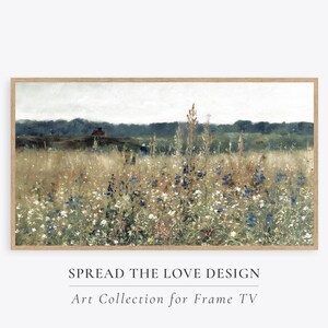 Spring Flowers Vintage Landscape Painting Samsung Frame TV Art Screensaver Country Muted Scenery Watercolour Screensaver tv frame decor