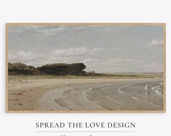 Vintage Beach Oil Painting for Samsung Frame TV (Digital Download)