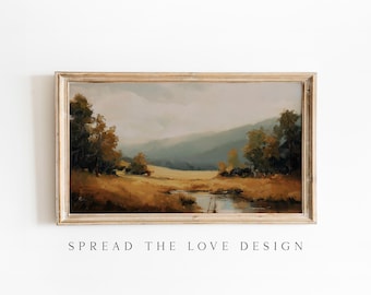 Pintura de paisaje otoñal, arte para televisión enmarcado (descarga digital)