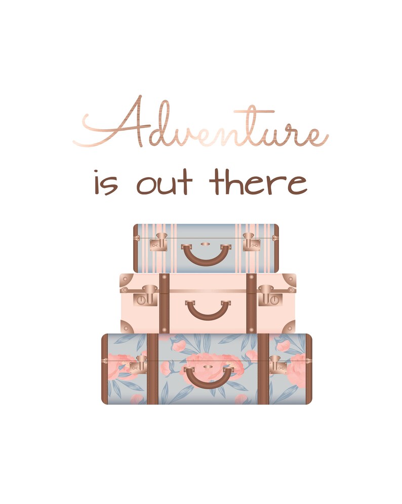 Adventure is Out There Printable Wall Art Rose Gold Vintage | Etsy