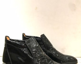 Vintage Half-boot in soft varnished leather black - 100% leather /Italian manufacture /Shalako/size it 9 EU 42 US 9 UK 8