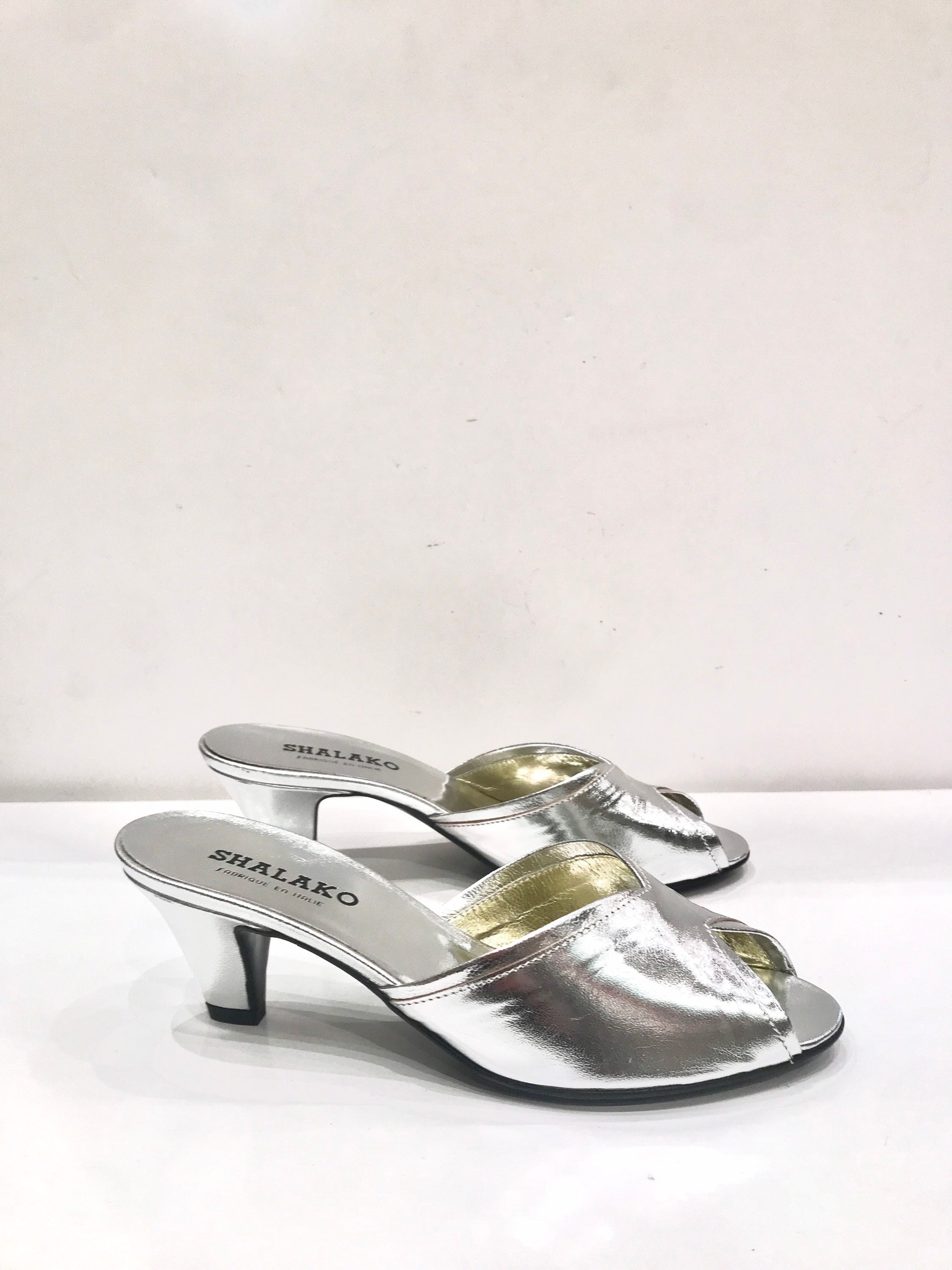 Vintage Marilyn Monroe Style Clog in Silver Leather Made in -  Israel