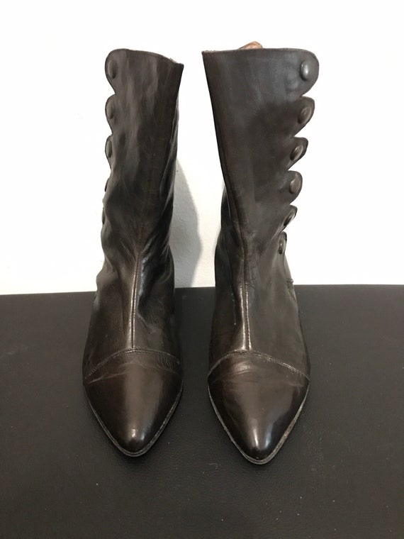 Boots noires vintages des années 70- 100% cuir - … - image 4