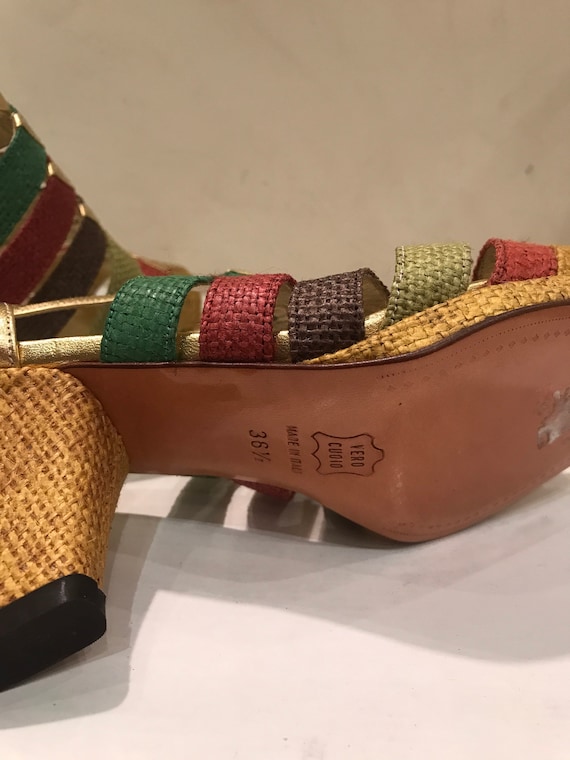 De los a os 80 Sandalias vintage en tejido multicolor Edmond K