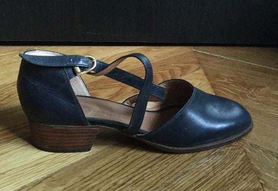 blue and white saddle oxfords