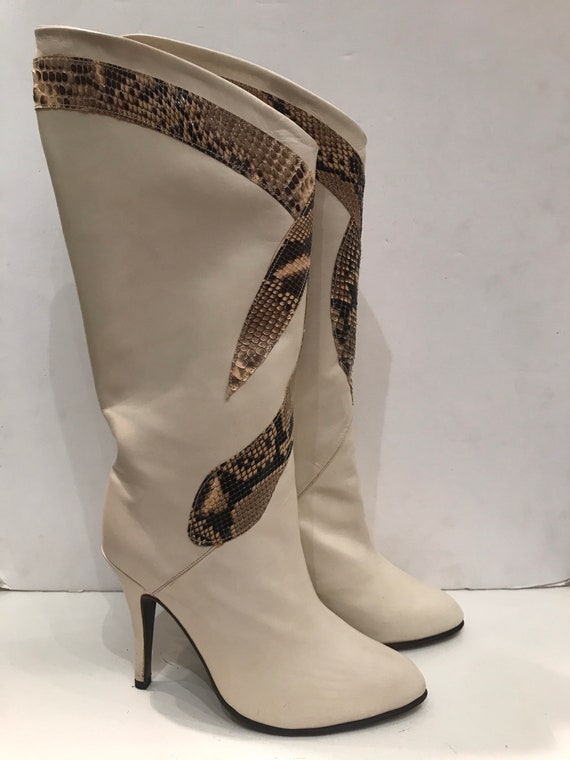 Bottes En Cuir Noir Vintage Nine West Vintage America Collection - Taille 10 - Occasion - Talons Bas