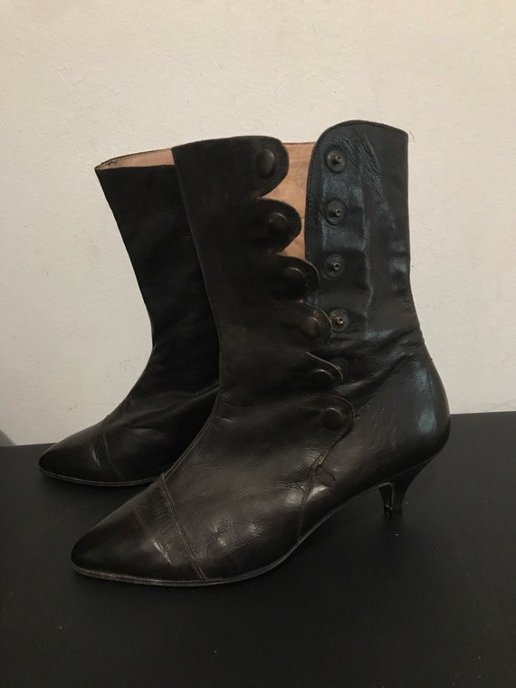 Boots noires vintages des années 70- 100% cuir - … - image 5