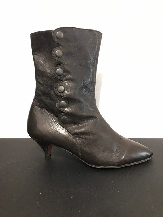 Boots noires vintages des années 70- 100% cuir - … - image 1