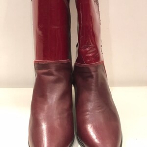 Vintage burgundy patent leather boots decorated with python patterns / Made in Italy, 100% leather, size Ue 39 UK 6 US 8 new image 5