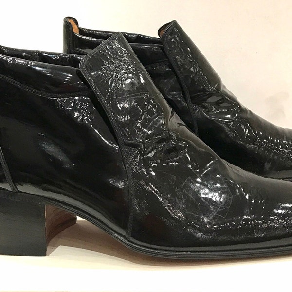 Vintages Demi-boot en cuir vernis souple noir - 100% cuir /fabrication Italienne /Shalako/taille it 9 UE 42 US 9 UK 8