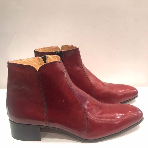 Burgundy leather half boots from the 80s/ Italian made /shelton/size EU 44.5 US 10.5 UK 9.5