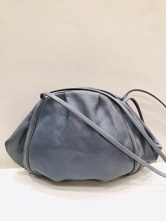 Sac italien vintage en cuir tr s souple bleu des ann es 1980 s