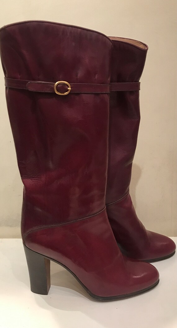 Stivali alti pelle bordeaux shop