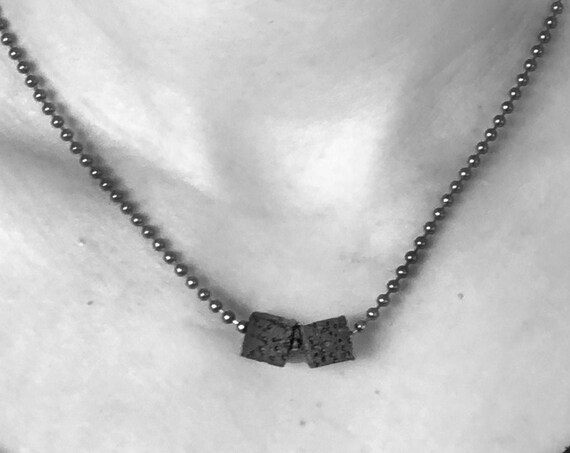 Chain necklace minimalist design black stainless steel ball chain with 8mm lava stone