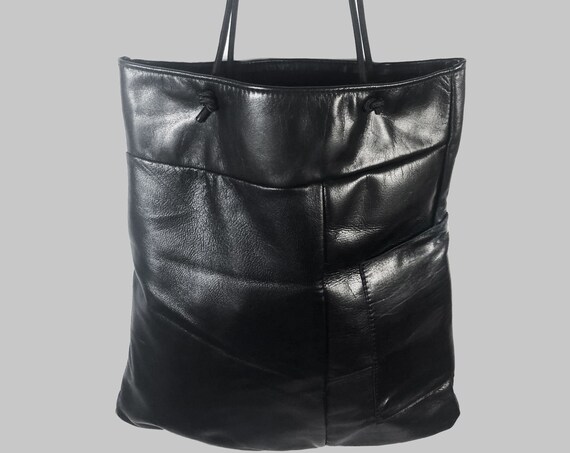 Black Leather Bag Shopping Bag shopping bag black gift for women ∣UNIKAT