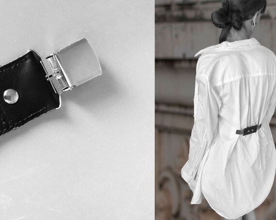 Small belt Mini belt made of leather for attaching to blouses or jackets at the back or front