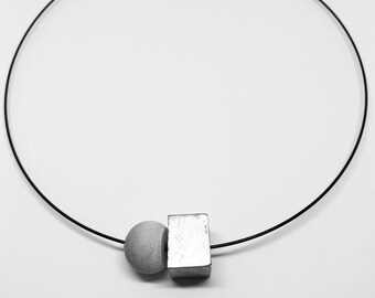 Halsreif Kette Halskette Betonschmuck SILBER aus Beton minimalistisches Design Geschenk für Frauen #240