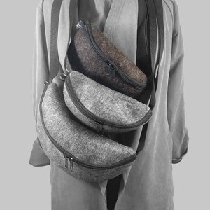Handbag CROSBODY bag belt bag made of wool felt 100% merino wool 3 sizes gift UnisexBAG122 image 2