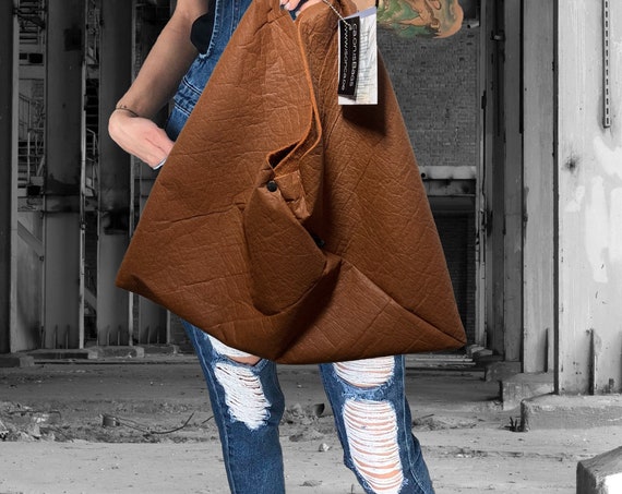 TRAPEZ COGNAC Pinatex∣BAG#106 shopping bag shopper